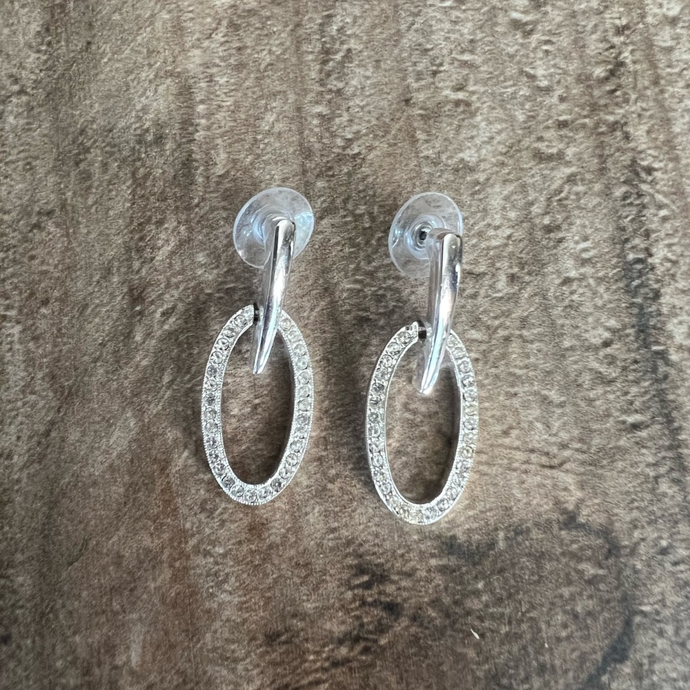Silver Rhinestone Drop Earrings